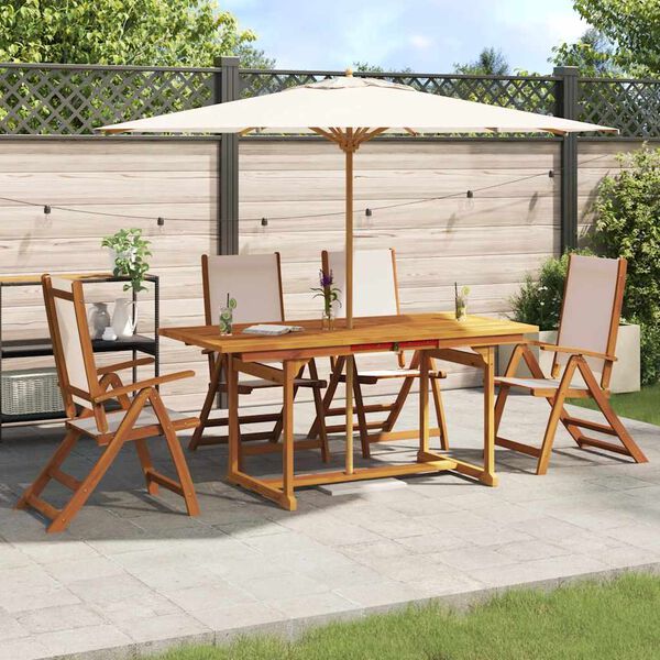 vidaXL 5 Piece Garden Dining Set Solid Wood Acacia and Textilene