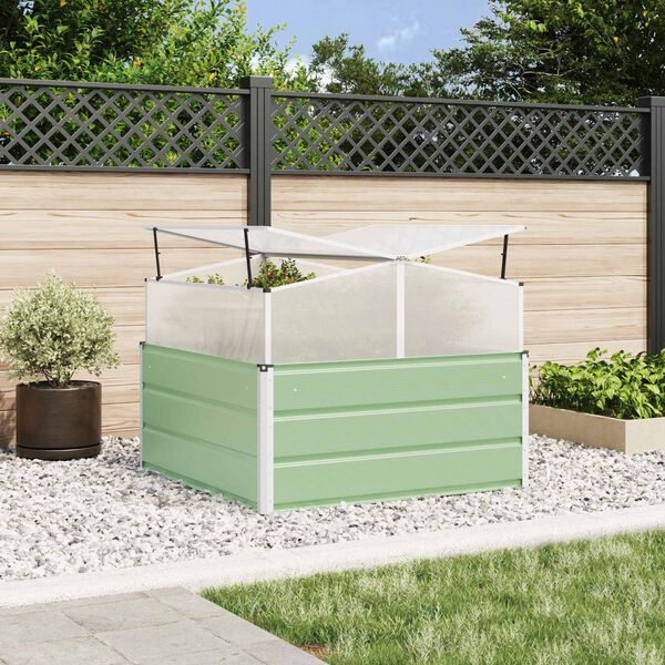 vidaXL Planter Pastel Green 100 x 100 x 77 cm Galvanised Steel