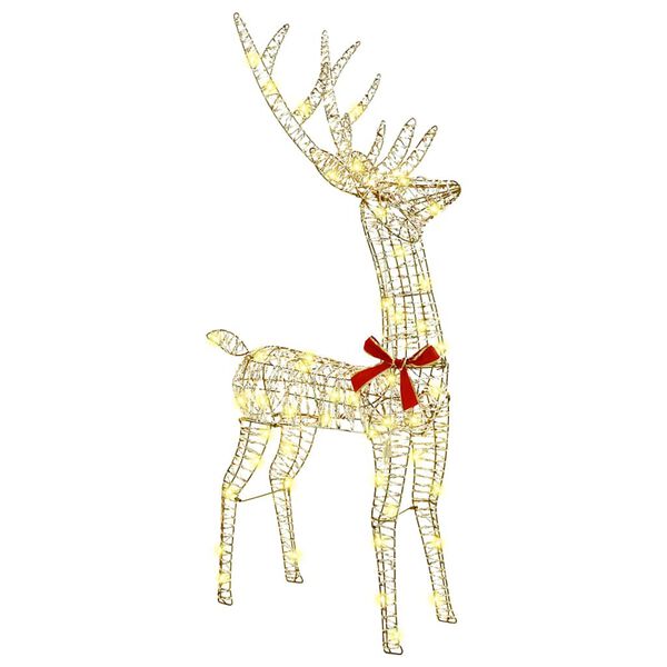vidaXL Reindeer Pull Sleigh Warm white 70 x 26 x 128.5 cm PET