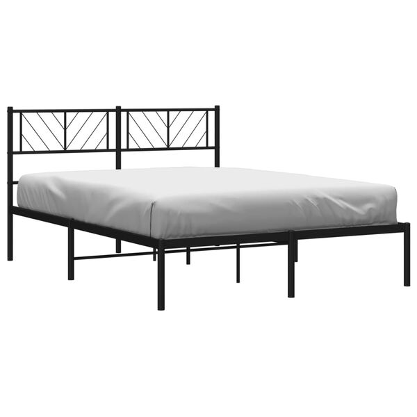vidaXL Metal Bed Frame without Mattress with Headboard Black 120x190cm