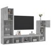 vidaXL 4 Piece TV Wall Units with LED Concrete Grey Engineered Wood
