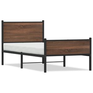 vidaXL Metal Bed Frame without Mattress Brown Oak 90x200 cm