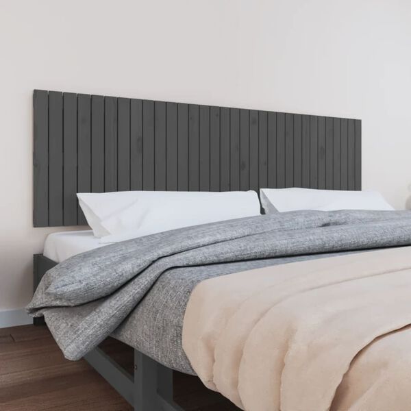 vidaXL Wall Headboard Grey 204x3x60 cm Solid Wood Pine