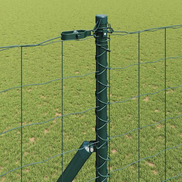 vidaXL Fence with Post Green 1.6 x 10 m Steel and PVC