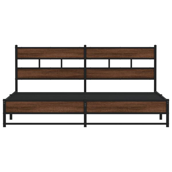 vidaXL Metal Bed Frame without Mattress Brown Oak 180x200 cm Super King