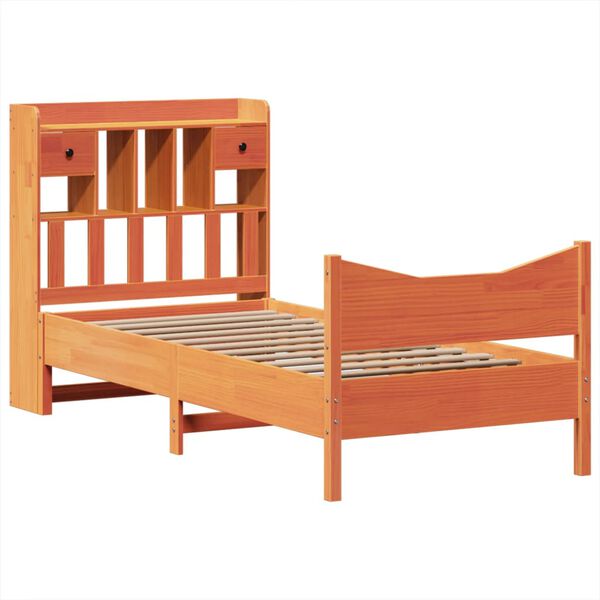 vidaXL Bed Frame without Mattress Wax Brown 100x200 cm Solid Wood Pine