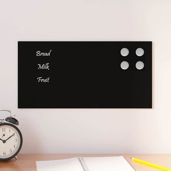 vidaXL Wall-mounted Magnetic Board Black 40x20 cm Tempered Glass
