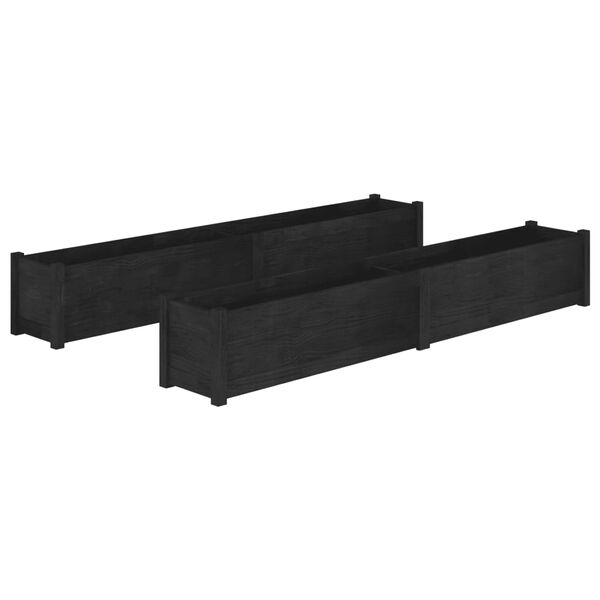 vidaXL Garden Planters 2 pcs Black 200x31x31 cm Solid Pinewood