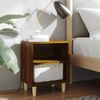 vidaXL Bed Cabinet with Solid Wood Legs Brown Oak 40x30x50 cm