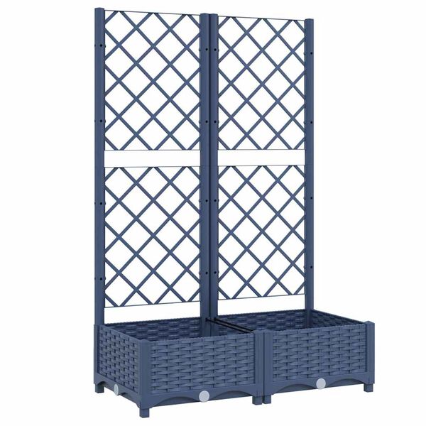 vidaXL Garden Planter with Trellis Blue Grey 80x40x121.5 cm PP