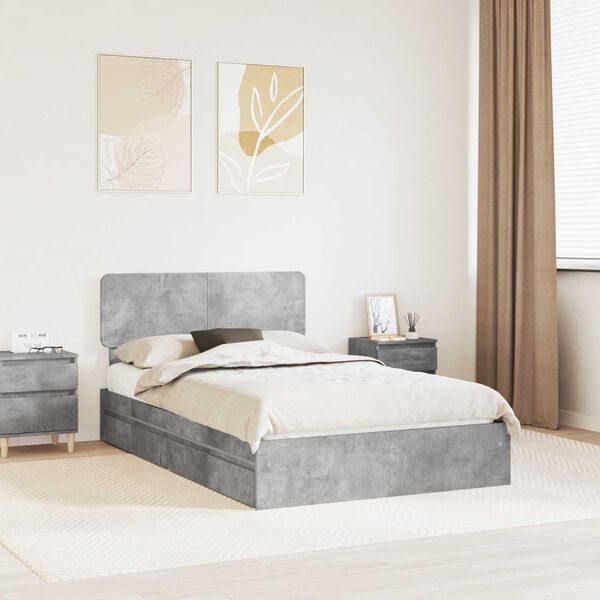 vidaXL Storage Bed Concrete Grey 135 x 190 cm Engineered Wood