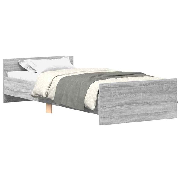 vidaXL Bed Frame without Mattress Grey Sonoma 100x200 cm Engineered Wood