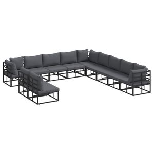 vidaXL Garden Sofa Set with Cushion 11 pcs Black Aluminium