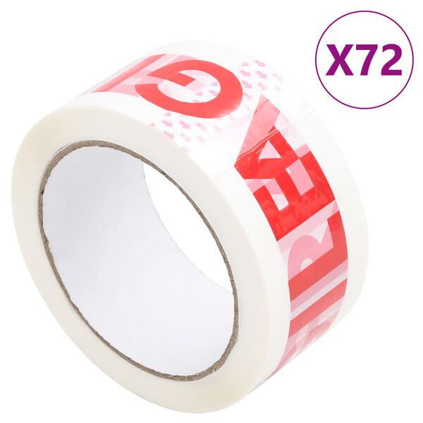 vidaXL Packaging Tape 72 pcs FRAGILE Printed White 48 mm x 66 m
