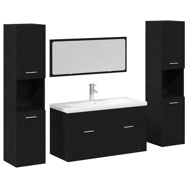 vidaXL Bathroom Furniture Set 4 pcs Black Oak 30 x 30 x 130 cm
