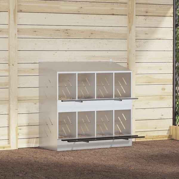 vidaXL Chicken Nesting Box with 8 Compartments Galvanized Silver Metal