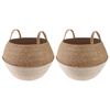 vidaXL Plant Pot with Handles 2 pcs White &Oslash; 45 x 36 cm 100% Seagrass