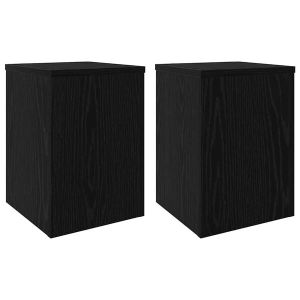 vidaXL Plant Stand 2 pcs Black Oak 25 x 25 x 35 cm Engineered Wood