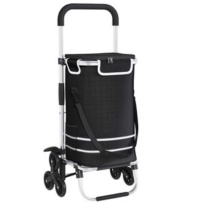 vidaXL Shopping Trolley Folding Black 47 x 39 x 100.5 cm Oxford fabric