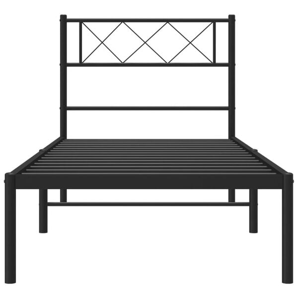 vidaXL Metal Bed Frame without Mattress with Headboard Black 80x200cm