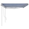 vidaXL Manual Retractable Awning with Posts 6x3 m Blue and White