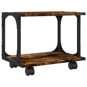 vidaXL Printer Stand 2-Tier Smoked Oak 41x28x33,5 cm Engineered Wood
