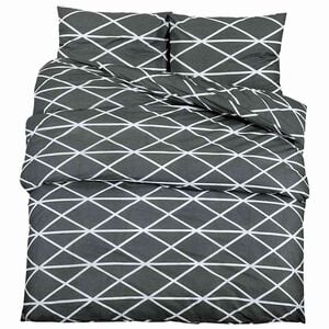 vidaXL Duvet Cover Set Dark Grey and White 140x200 cm Cotton