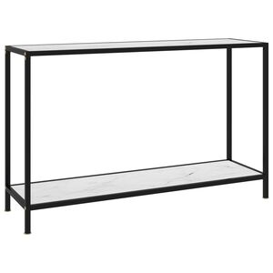 vidaXL Console Table | White, Black | Tempered Glass, Powder-Coated Steel