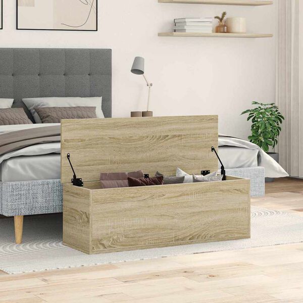 vidaXL Storage Box Sonoma Oak 102x35x35 cm Engineered Wood