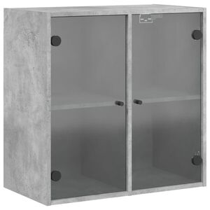 vidaXL Wall Cabinet with Glass Doors Concrete Grey 68x37x68,5 cm