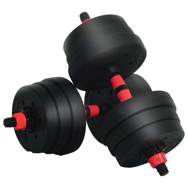 vidaXL 4-in-1 Dumbbell Set Black and Red 121 x 19.5 x 19.5 cm