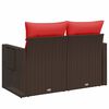 vidaXL Garden Sofa with Cushions 2-Seater Brown Poly Rattan