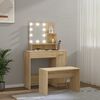 vidaXL Dressing Table Set with LED Sonoma Oak Engineered Wood
