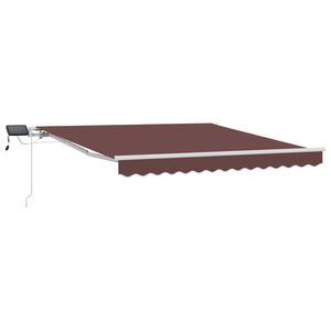 vidaXL Manual Retractable Awning with LED Brown 300x250 cm