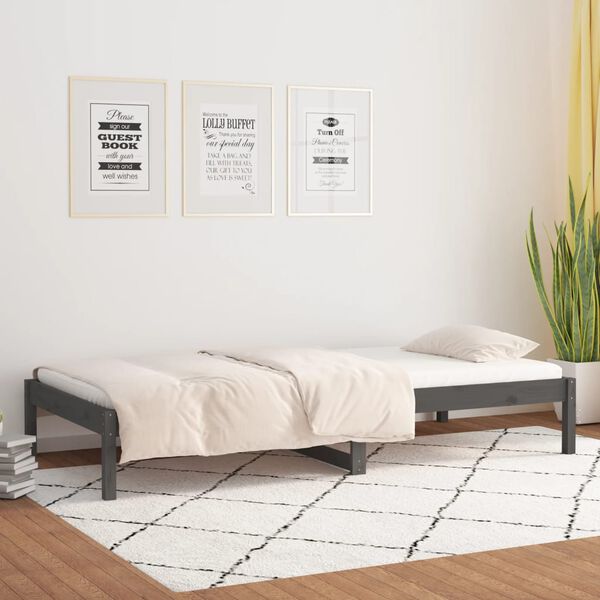vidaXL Day Bed without Mattress Grey 90x190 cm Single Single Solid Wood Pine