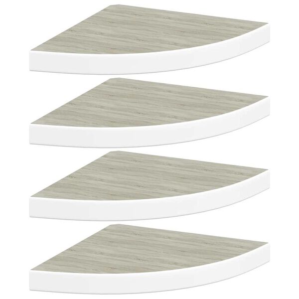 vidaXL Wall Corner Shelves 4 pcs Oak and White 35x35x3.8 cm MDF