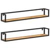 vidaXL Wall Shelf | Set of 2 | Natural Wood | Solid Acacia wood | 120 cm
