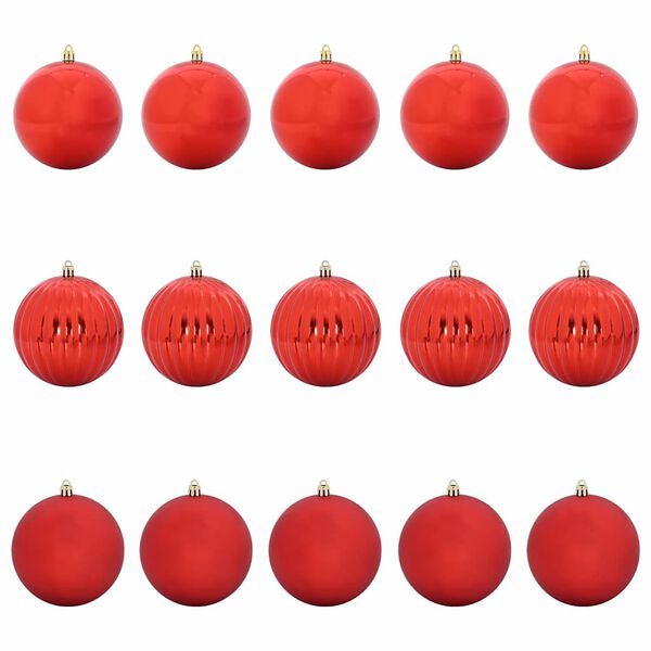 vidaXL Christmas Bauble Set XL 15 pcs Red Plastic