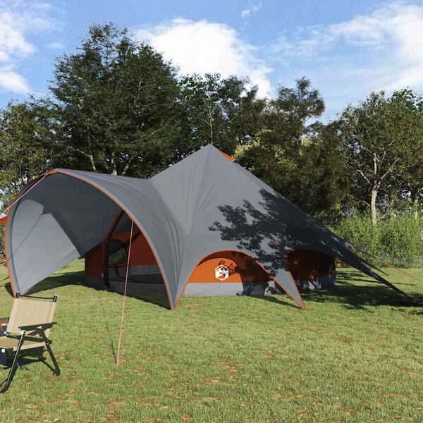 vidaXL Teepee Tent with Roof Grey and Orange 600 x 600 x 347 cm