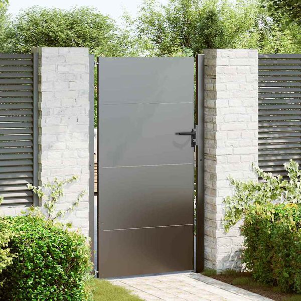 vidaXL Garden Gate Black 105 x 175 cm Powder-coated steel