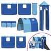 vidaXL Kids'Loft Bed Frame with Curtains, Arch, Slide, Tower