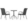 vidaXL 3 Piece Garden Dining Set Black Steel