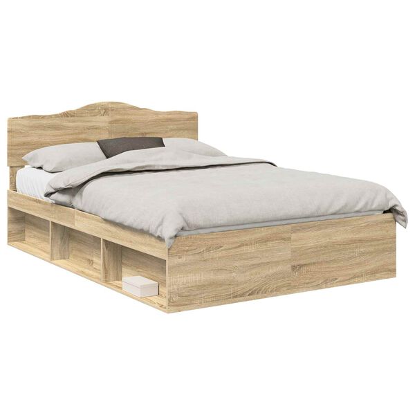 vidaXL Bed Frame Sonoma Oak 150 x 200 cm Solid Pine Wood