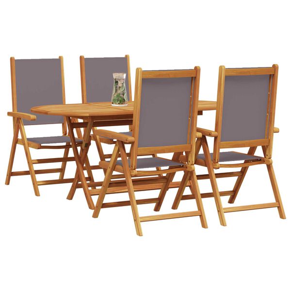 vidaXL Garden Dining Set Folding 5 pcs Anthracite Solid acacia wood