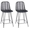 vidaXL Bar Chair 2 pcs Black 44.5 x 54.5 x 97.5 cm Rattan and Iron