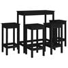 vidaXL 5 Piece Bar Set Black Solid Wood Pine