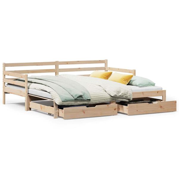 vidaXL Daybed with Trundle and Drawers without Mattress 90x190 cm Single