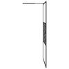 vidaXL Walk-in Shower Wall 115x195cm ESG Glass with Stone Design Black