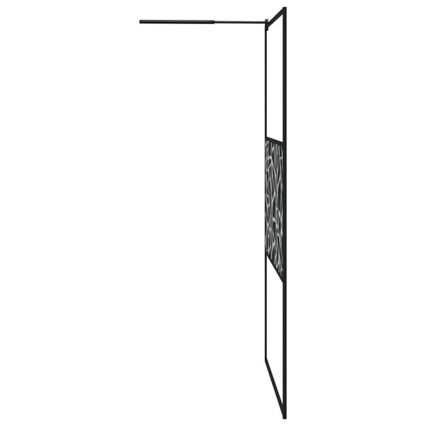 vidaXL Walk-in Shower Wall 115x195cm ESG Glass with Stone Design Black