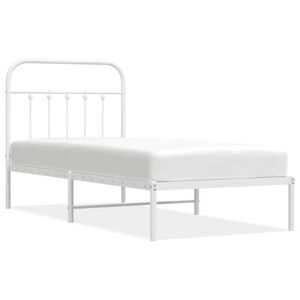 vidaXL Metal Bed Frame without Mattress with Headboard White 90x190cm